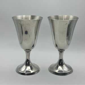 Vintage Kirk Stieff Pewter Water/Wine Goblets 6.5" H P104 Set of 2